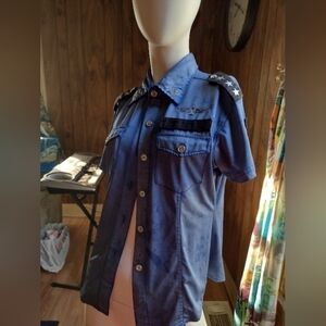 Vintage Military Green Jacket Raw Blue The Denim Guruz Military Patches Size M
